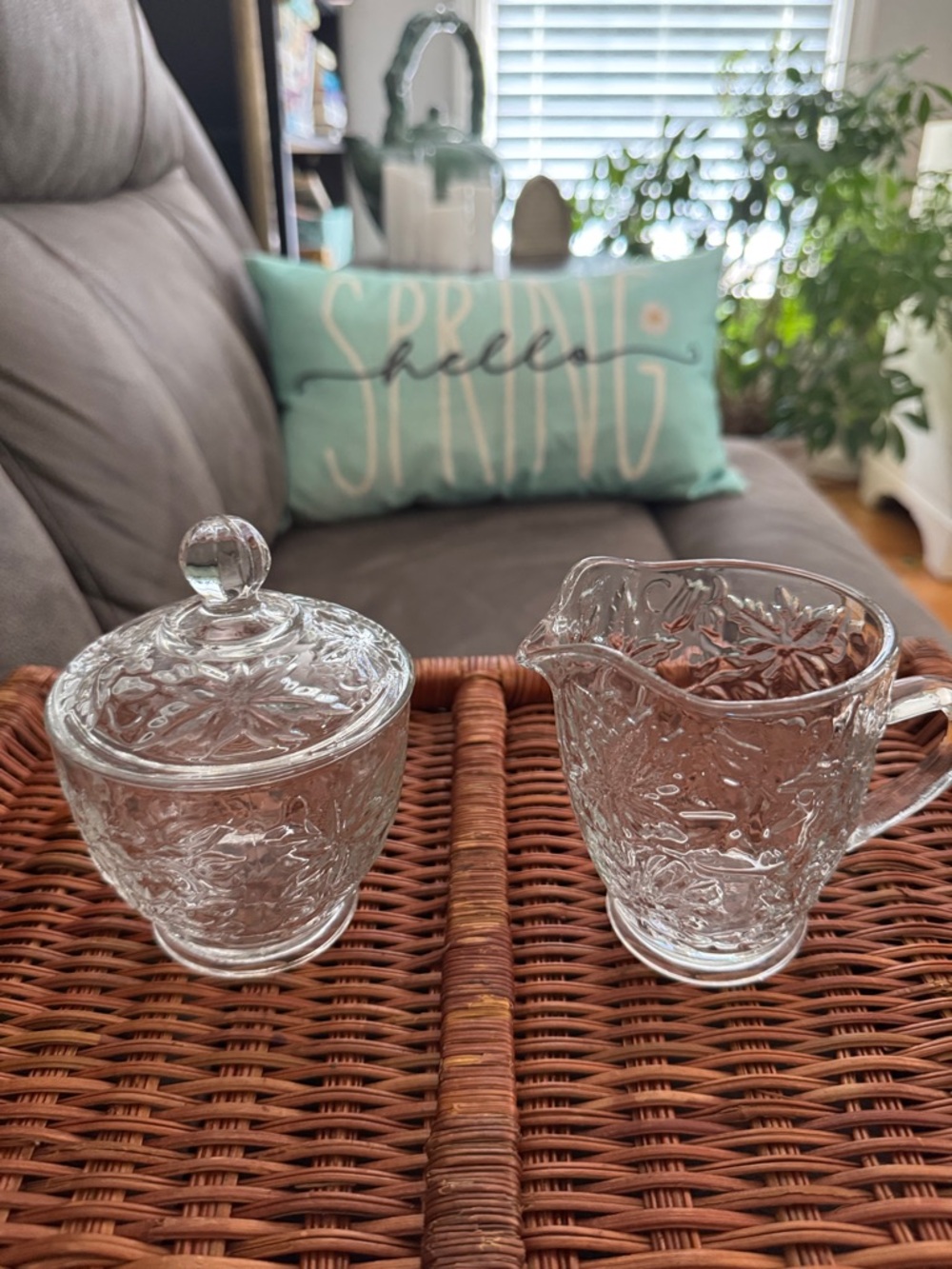 Vintage Princess House Crystal Sugar and Creamer Set